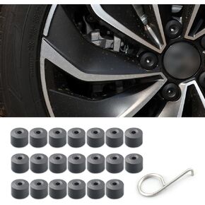 21 PCS Car Tire Lug Nut Cover, 0.66"/17mm Inner Hexagon Dustproof Tire Screw Cap with Disassemble Clip, Wheel Decoration Dust Shell Nut Cover, Maintenance Tool for Most Car Models (Black)