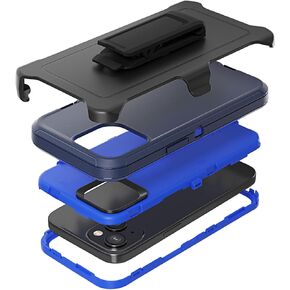 متوافق مع حافظة iPhone 15 Plus، مع حافظة بمشبك حزام شديدة التحمل ومضادة للصدمات لحماية الجسم بالكامل لهاتف iPhone 15 Plus مقاس 6.7 بوصة (أسود)