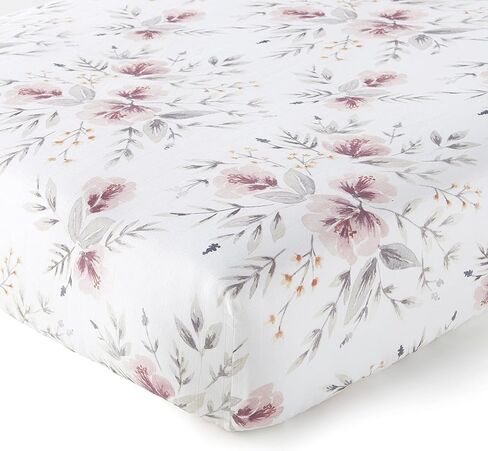 Levtex Baby - ملاءة سرير Adeline جاهزة - تناسب أسرّة الأطفال القياسية وفراش الأطفال الصغار - مجموعات كبيرة من باقات الزهور بظلال أحمر الخدود والرمادي - ملحقات غرف الأطفال - 100% قطن in Kuwait