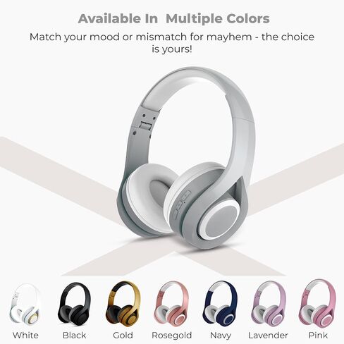 Gabba Goods Wireless Over Ear Bluetooth Headphones with 6h Playtime, Sound, Deep Bass & Soft Leather Ear-Cups for Travel, Home, Office & More | Wireless Headphones (Black/Gold) in Saudi Arabia