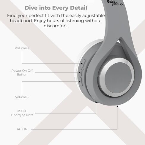 Gabba Goods Wireless Over Ear Bluetooth Headphones with 6h Playtime, Sound, Deep Bass & Soft Leather Ear-Cups for Travel, Home, Office & More | Wireless Headphones (Black/Gold) in Saudi Arabia