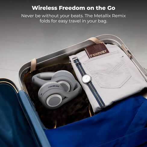 Gabba Goods Wireless Over Ear Bluetooth Headphones with 6h Playtime, Sound, Deep Bass & Soft Leather Ear-Cups for Travel, Home, Office & More | Wireless Headphones (Black/Gold) in Saudi Arabia