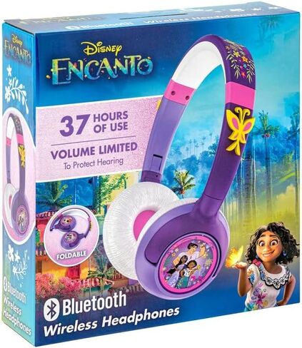 سماعات رأس بلوتوث eKids Encanto Kids، سماعات رأس لاسلكية مع ميكروفون تتضمن سلك Aux، سماعات رأس قابلة للطي للأطفال منخفضة الحجم للمدرسة أو المنزل أو السفر، أرجواني، EN-B54 in Saudi Arabia