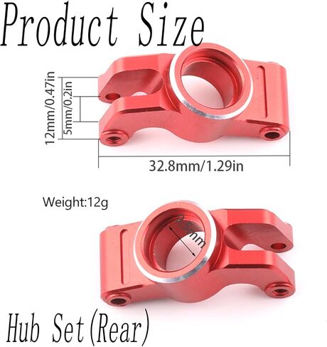 Front Knuckle Spindle + Rear Hub Set Aluminium Upgrade Parts for Arrma 1/18 Granite Grom Mega 380 Brushed 4X4 Monster Truck & Typhon Grom Mega 380 Brushed 4X4 Small Scale Buggy, Red (4PCS) in Saudi Arabia