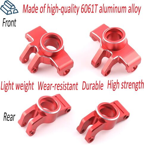 Front Knuckle Spindle + Rear Hub Set Aluminium Upgrade Parts for Arrma 1/18 Granite Grom Mega 380 Brushed 4X4 Monster Truck & Typhon Grom Mega 380 Brushed 4X4 Small Scale Buggy, Red (4PCS) in Saudi Arabia