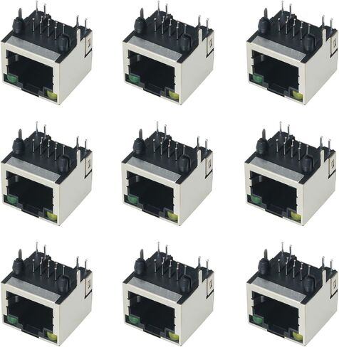 10 قطعة مقبس 56 8P8C RJ45 مع ضوء المؤشر المحمي وحدات شبكة PCB مقبس متفرع مع ضوء LED مقبس إيثرنت واجهة الشبكة مقعد رأس كريستال لكابل إيثرنت in Saudi Arabia