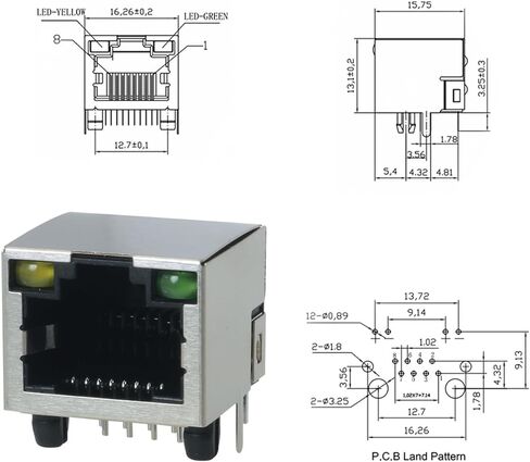 10 قطعة مقبس 56 8P8C RJ45 مع ضوء المؤشر المحمي وحدات شبكة PCB مقبس متفرع مع ضوء LED مقبس إيثرنت واجهة الشبكة مقعد رأس كريستال لكابل إيثرنت in Saudi Arabia