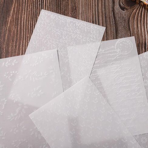 40 Sheets Translucent Vellum Paper, 4x5.7 Inch Embossed Vellum Paper Printable Vellum Transparent Paper Scrapbook Paper for DIY Crafts Cards Envelopes Journals in Saudi Arabia