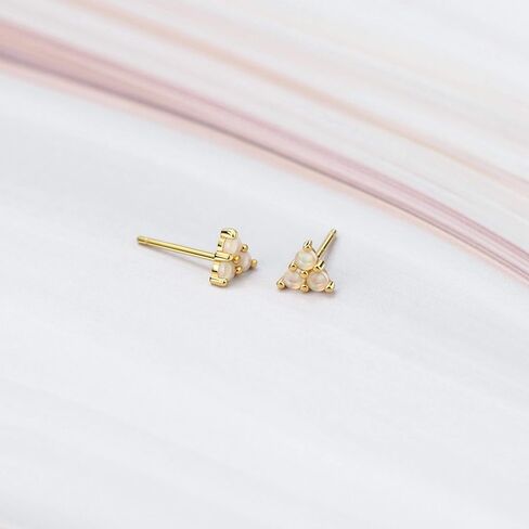 Michooyel Dainty S925 أوبال أقراط 18K مطلية بالذهب الفضة الاسترليني أقراط صغيرة التراص للنساء الفتيات in Kuwait