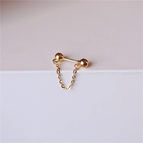 Minimalist Chain 20g Screw Back Tiny Barbell Stud Earrings for Women Girls S925 Sterling Silver Cartilage Conch Helix Small Hoop Studs Fashion Hypoallergenic Piercing Jewelry Gifts in Kuwait