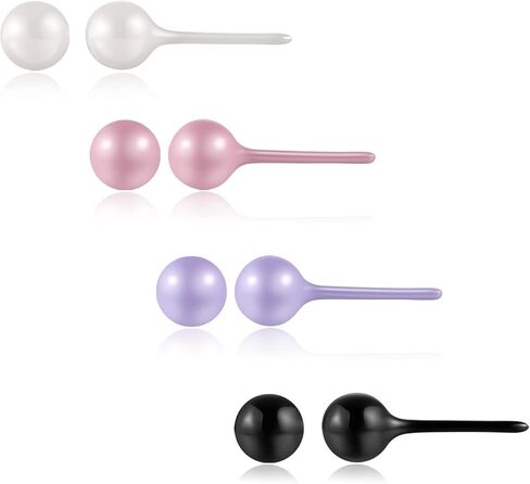Tiny Stud Earrings for Women or Girls, 4 Pairs Classical Black White Pink Purple Ceramic Round Ball Stud Earrings Set Hypoallergenic 6mm 4mm Studs for Sensitive Ears in Saudi Arabia