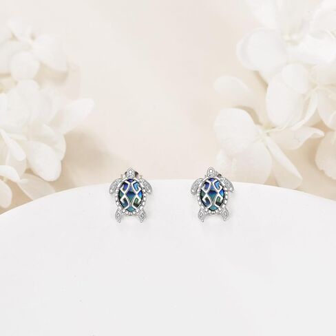 Turtle Earrings for Women Sterling Silver Sea Turtle Earrings Abalone Shell Stud Earrings Ocean Turtle Jewelry Gifts Birthday Gifts for Girls Wife Friend in Saudi Arabia