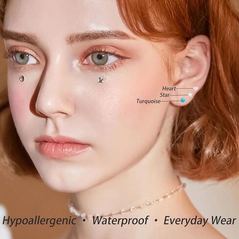 30 زوجًا من الأقراط المسطحة للنساء من التيتانيوم للأذنين الحساسة والقلب أوبال لؤلؤ مكعب زركونيا 20 جرام أقراط مسطحة الظهر لا تسبب الحساسية in Kuwait