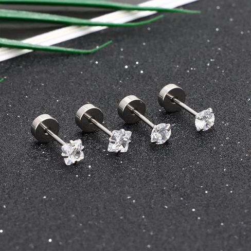 30 زوجًا من الأقراط المسطحة للنساء من التيتانيوم للأذنين الحساسة والقلب أوبال لؤلؤ مكعب زركونيا 20 جرام أقراط مسطحة الظهر لا تسبب الحساسية in Kuwait