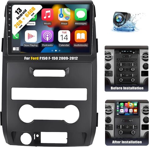 [2+64G] ستيريو سيارة Android 13 لسيارة Ford F150 F-150 2009-2012 مع Carplay اللاسلكي وAndroid Auto، راديو سيارة بشاشة لمس 9 بوصة مع راديو بلوتوث FM/RDS واي فاي GPS HiFi Dual USB+AHD كاميرا احتياطية in Kuwait