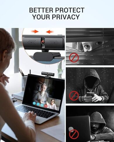 كاميرا ويب DEPSTECH D12 2K، كاميرا ويب مع ميكروفون لسطح المكتب، كاميرا ويب لأجهزة الكمبيوتر، كاميرا ويب USB متوافقة مع الكمبيوتر/سطح المكتب/الكمبيوتر المحمول/Mac، توصيل وتشغيل كاميرا الويب المتدفقة 【غطاء الخصوصية وحامل ثلاثي الأرجل】 in Kuwait