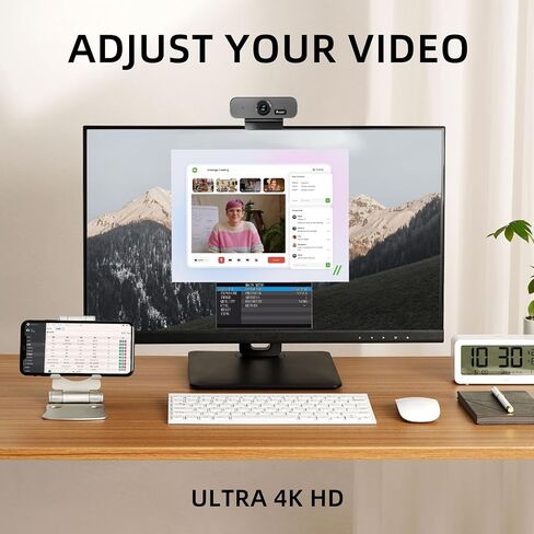 كاميرا ويب مدمجة فائقة الدقة 4K للبث المباشر، وكاميرا مزودة بوظيفة الذكاء الاصطناعي، وتكبير رقمي 4X، وميكروفونين مدمجين. جهاز التحكم عن بعد بالأشعة تحت الحمراء. لـ Zoom/Skype/Teams والمؤتمرات ومكالمات الفيديو. in Kuwait