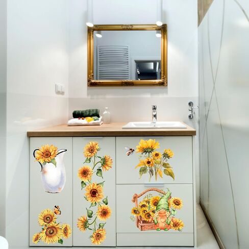 4 Sheets 11.8 x 7.8 inch Sunflower Rub on Transfer for Furniture and Craft Large Vintage Flowers Rub on Transfers Stickers Spring Summer Flowers Decoration Transfers for Furniture Home Wall Decor in Saudi Arabia