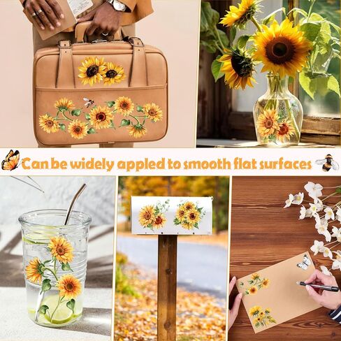 4 Sheets 11.8 x 7.8 inch Sunflower Rub on Transfer for Furniture and Craft Large Vintage Flowers Rub on Transfers Stickers Spring Summer Flowers Decoration Transfers for Furniture Home Wall Decor in Saudi Arabia