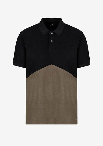A｜X ARMANI EXCHANGE Men's Regular Fit Cotton Piquet Colorblock Polo in Saudi Arabia
