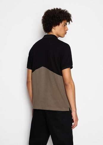 A｜X ARMANI EXCHANGE Men's Regular Fit Cotton Piquet Colorblock Polo in Saudi Arabia