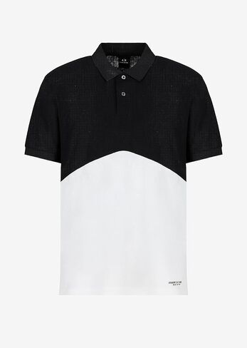 A｜X ARMANI EXCHANGE Men's Regular Fit Cotton Piquet Colorblock Polo in Saudi Arabia