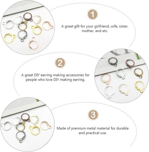 EXCEART 100pcs Round French Earhooks Plating Alloy Prevent Accessories Women's in Saudi Arabia