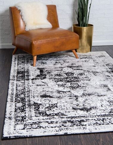 Unique Loom Sofia Collection Area Rug - Salle Garnier (6' 1" x 9' Rectangle, Black/ Ivory) in Saudi Arabia