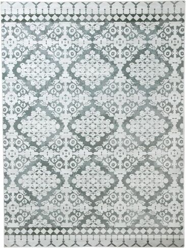 HOMBYS 9x12 ft Moroccan Area Rug for Living Room Bedroom, Large Floral Floor Carpet with Non-Slip Backing for Indoor Office Dining Room, Traditional Tribal Farmhouse Home Deco, Blue, Machine Washable in Saudi Arabia