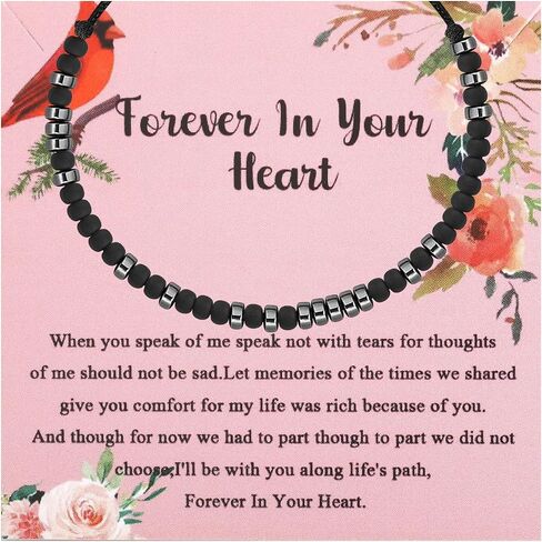 FEELMEM Cardinal Memorial Gift Forever In Your Heart Morse Code Bracelet Cardinal Condolence Sympathy Gift for Loss Loved One in Saudi Arabia