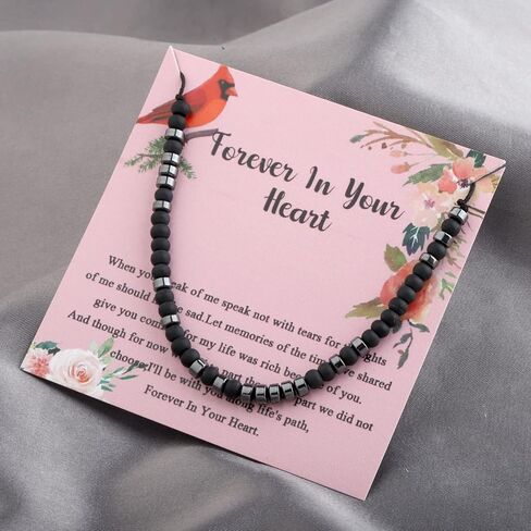 FEELMEM Cardinal Memorial Gift Forever In Your Heart Morse Code Bracelet Cardinal Condolence Sympathy Gift for Loss Loved One in Saudi Arabia