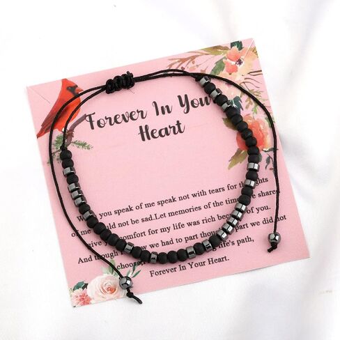 FEELMEM Cardinal Memorial Gift Forever In Your Heart Morse Code Bracelet Cardinal Condolence Sympathy Gift for Loss Loved One in Saudi Arabia