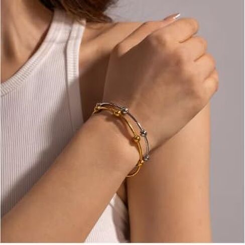 أساور مقاومة للماء مطلية بالذهب عيار 18 قيراط مصنوعة من الفولاذ المقاوم للصدأ مجوهرات أساور مفتوحة على شكل كرة مستديرة مقاومة للماء in Kuwait