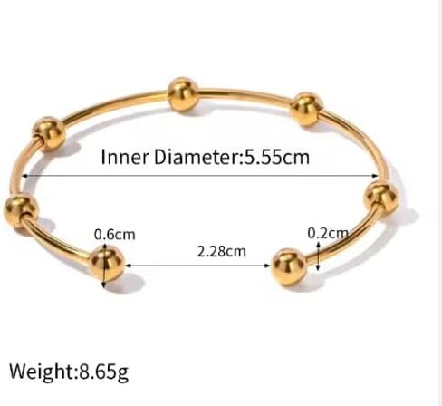 أساور مقاومة للماء مطلية بالذهب عيار 18 قيراط مصنوعة من الفولاذ المقاوم للصدأ مجوهرات أساور مفتوحة على شكل كرة مستديرة مقاومة للماء in Kuwait
