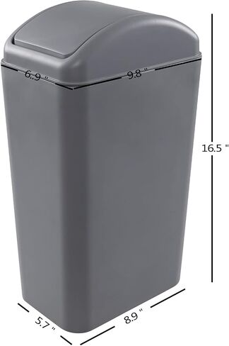 13 Liter Small Wastebasket, Grey Disposal Waste Bin, Trash Can for Bathroom, Bedroom, Kitchen, Office, Dorm in Saudi Arabia