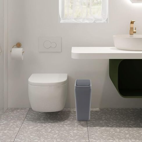 13 Liter Small Wastebasket, Grey Disposal Waste Bin, Trash Can for Bathroom, Bedroom, Kitchen, Office, Dorm in Saudi Arabia