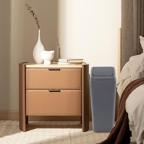 13 Liter Small Wastebasket, Grey Disposal Waste Bin, Trash Can for Bathroom, Bedroom, Kitchen, Office, Dorm in Saudi Arabia