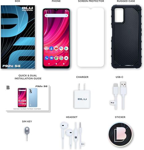 BLU F92e 5G | مع نظام إدارة الوالدين المدمج | أكثر من 1200 مكتبة تطبيقات تم فحصها مع تقييمات سلامة الأطفال | لا توجد وسائل التواصل الاجتماعي أو متصفح الويب | بطارية تدوم لمدة 3 أيام | إصدار أمريكي | الضمان الأمريكي | أزرق in Kuwait