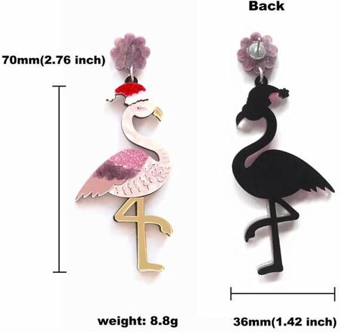 2Pairs Cute Flamingo Bird Drop Dangle Earring Set Lovely Christmas Hat Animal Dangle Earring for Women Girl Teen Friend Friendship Jewelry Birthday Gift in Saudi Arabia