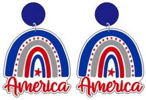 Red White Blue Patriotic Dangle Drop Stud Earrings Glitter USA Star Heart American Flag Acrylic Earrings 4th of July Independence Memorial Day Party Gift For Women Girls in Saudi Arabia