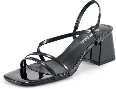 Strappy Heels for Women Short Block Low Heel Sandals, Comfortable Women's Heeled Sandals Dress Shoes with Chunky Heel and Square Toe Style for Casual Office Day Out in Saudi Arabia