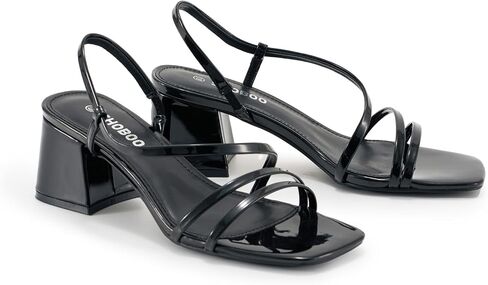 Strappy Heels for Women Short Block Low Heel Sandals, Comfortable Women's Heeled Sandals Dress Shoes with Chunky Heel and Square Toe Style for Casual Office Day Out in Saudi Arabia
