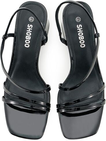 Strappy Heels for Women Short Block Low Heel Sandals, Comfortable Women's Heeled Sandals Dress Shoes with Chunky Heel and Square Toe Style for Casual Office Day Out in Saudi Arabia