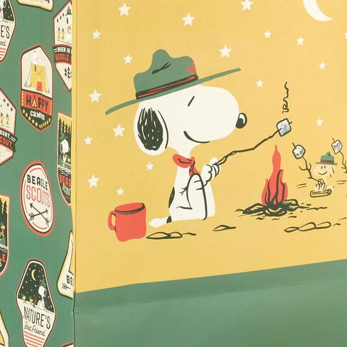 Hallmark Peanuts Gift Bag Bundle (2 Bags: 1 Large 13", 1 XL 15") Snoopy and Woodstock for Father's Day, Birthdays, Summer Camp in Saudi Arabia