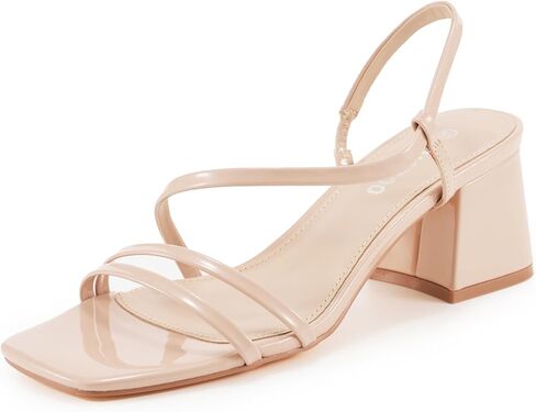 Strappy Heels for Women Short Block Low Heel Sandals, Comfortable Women's Heeled Sandals Dress Shoes with Chunky Heel and Square Toe Style for Casual Office Day Out in Kuwait