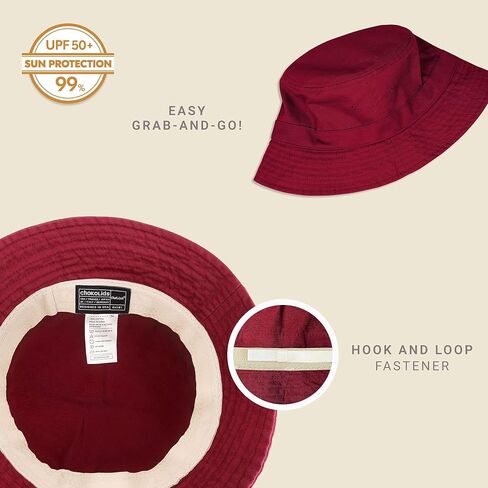 Hot Summer Bucket Hat - Trendy Cotton Sun Hat for Beach, Golf, Fishing - Fun Outdoor Vacation Boonie for Men and Women (Burgundy.) in Saudi Arabia