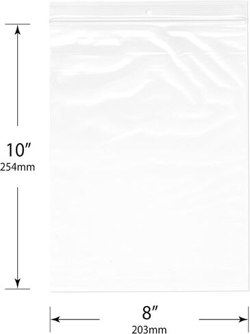 Plymor 8" x 10" (Pack of 100), 2 Mil with Hang-Hole Zipper Reclosable Plastic Bags in Saudi Arabia