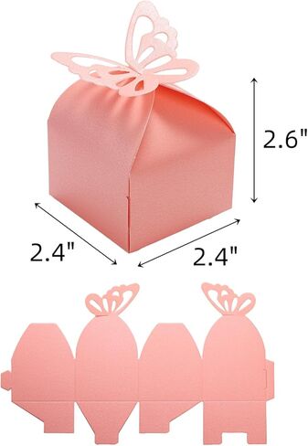 Goaste 150 قطعة من صناديق الفراشة المفضلة، صناديق حلوى استحمام الطفل، صناديق هدايا ورقية صغيرة مزخرفة لعيد الميلاد، حفلة عيد الميلاد، الزفاف، عيد الشكر، عيد الحب، 2.4 × 2.4 × 2.6 بوصة in Kuwait
