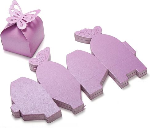 Goaste 150 قطعة من صناديق الفراشة المفضلة، صناديق حلوى استحمام الطفل، صناديق هدايا ورقية صغيرة مزخرفة لعيد الميلاد، حفلة عيد الميلاد، الزفاف، عيد الشكر، عيد الحب، 2.4 × 2.4 × 2.6 بوصة in Kuwait