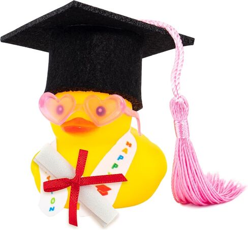 wonuu Graduation Duck Car Dashboard Decor Rubber Duck, Car Ducks Ornaments for Graduation Gift with Heart Shape Sunglasses, Gold Chain-Graduation Scroll in Saudi Arabia